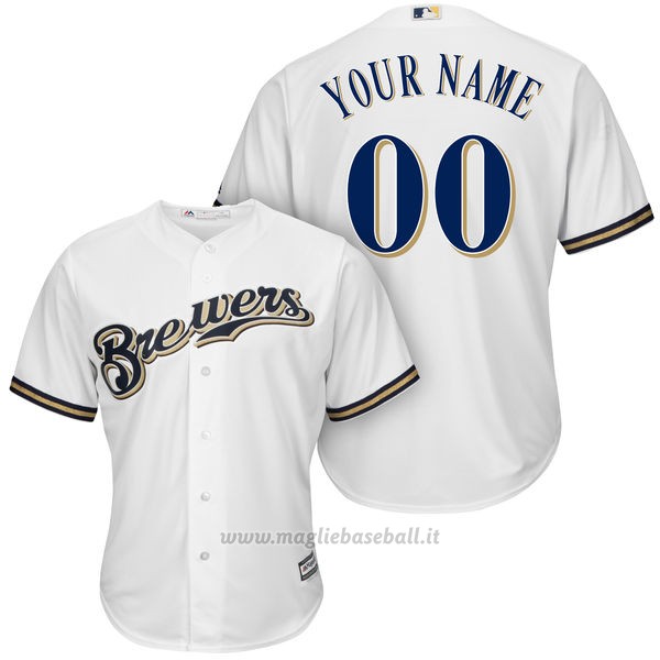 Maglia Milwaukee Brewers Personalizzate Bianco